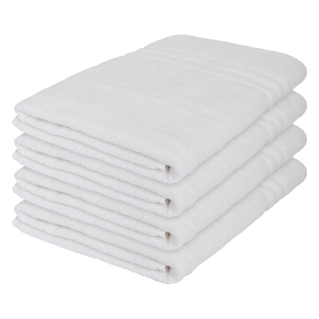 Nicola Spring Cotton Bath Sheets - 160cm x 90cm - White - Pack of 4