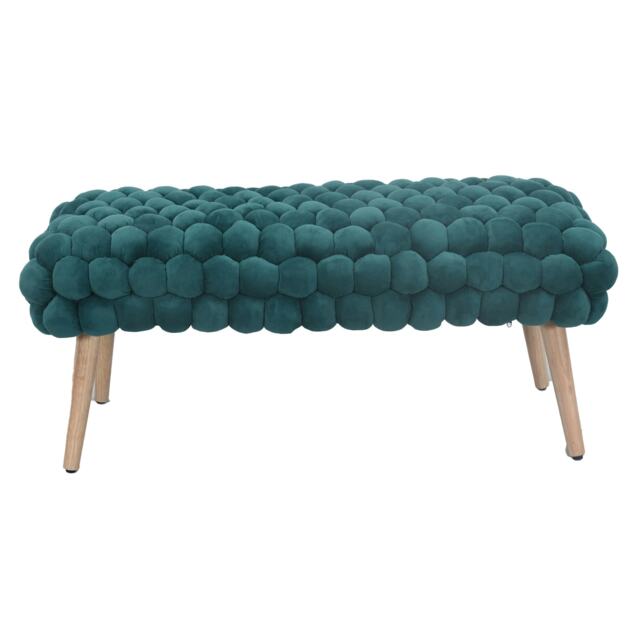 Cushla Bubbly Velvet Large Footstool - Dark Green