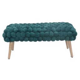 Cushla Bubbly Velvet Large Footstool - Dark Green