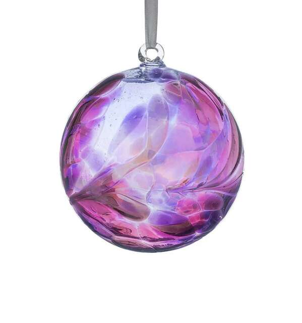 Sienna Glass Hanging Ornament 10cm Friendship Ball Amethyst