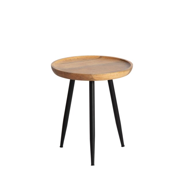 Chervey Round Solid Mango Wood Side Table with Tri-Pin Legs Small