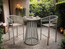 SOLACE+CO Hana Round Table & Lita Chairs Garden Bar Set White