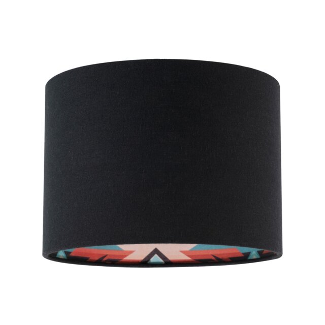 Modern Colourful Aztec Designed Lamp Shade with Black Linen Fabric
