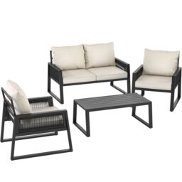 Captive aluminum garden lounge set in rope design Grey anthracite 1