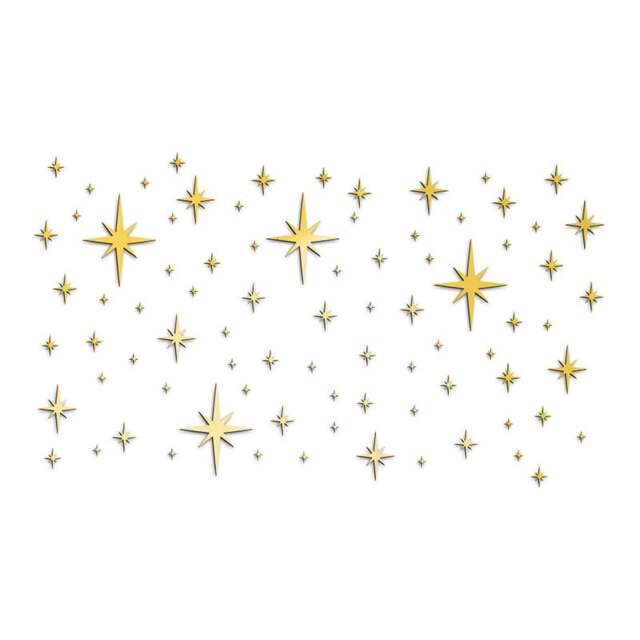 Mirror Stickers, 92 Pcs Star Wall Stickers, 3D Acrylic Removable Star Mirror Decals, Gold Self Adhesive Wall Stickers for Living Room, Bedroom & Home Decor