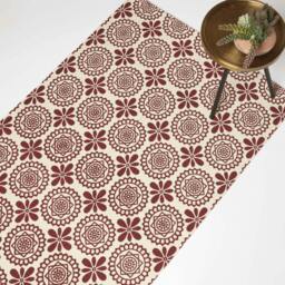 Homescapes Cassia Red Cotton Geometric Rug - 160 x 230 cm Red Red, Natural
