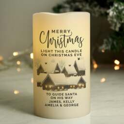 Personalised Christmas Town LED Candle Cream