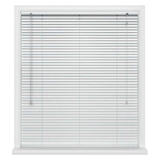 60cm White Aluminium Venetian Blinds 152cm Drop (25mm Slats) White White