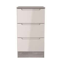 Lucca 3 Drawer Bedside Cabinet in Kashmir Gloss & Grey Oak (Ready Assembled) Cream Kashmir Gloss & Grey Oak