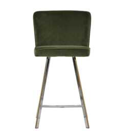 Lakeland Furniture Dartmoor Olive Green Velvet Chrome Fixed Leg Base 1 Bar Stool