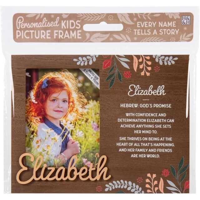 History & Heraldry Pre-Personalised Kids Wooden Picture Frame - Elizabeth