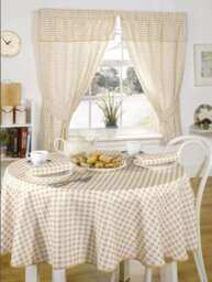 Gingham Pencil Please Curtains with Pelmet Header 116cm x 121cm Beige Cream Beige