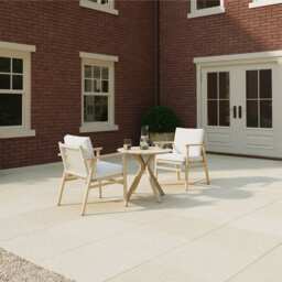 Charles Bentley Bistro Set Acacia and Weave Garden Furniture with Cream Cushions
