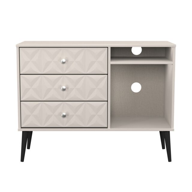 Toledo 3 Drawer TV Unit in Kashmir Matt (Ready Assembled) Cream Kashmir Matt