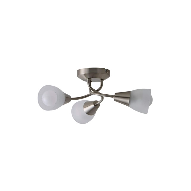 ValueLights Ricardo Brushed Chrome Ceiling Light and Warm White Bulb