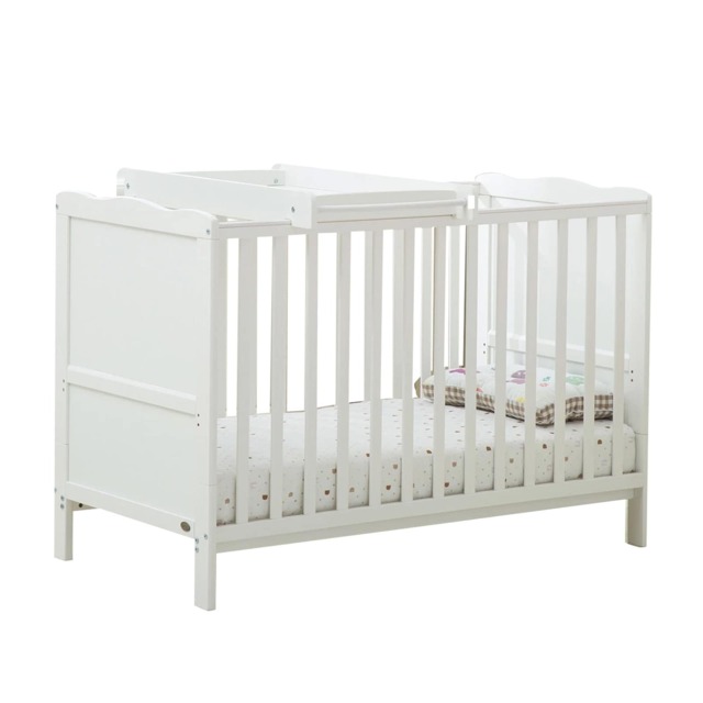 MCC Direct Orlando Wooden Baby Cot Bed White With Top Changer White White One Size 1