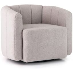 COSTWAY Swivel Barrel Chair Upholstered Sherpa Accent Chair Grey