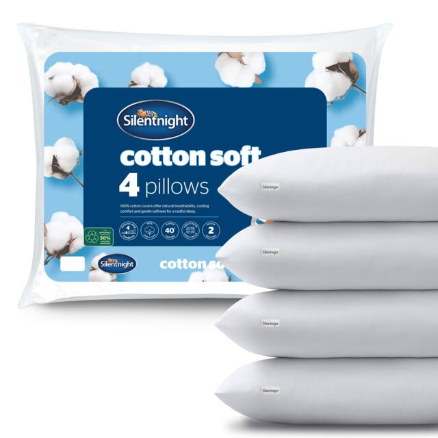 Silentnight Cotton Pillows, Breathable and Hypoallergenic, 4 Pack