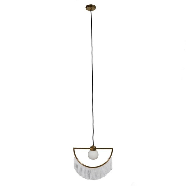 ValueLights Jupiter Brass Ceiling Light Pendant With White Tassels