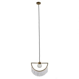 ValueLights Jupiter Brass Ceiling Light Pendant With White Tassels
