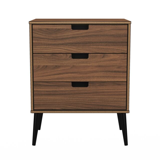 Taiwan 3 Drawer Midi Chest of Drawers in Carini Walnut (Ready Assembled) Brown Carini Walnut