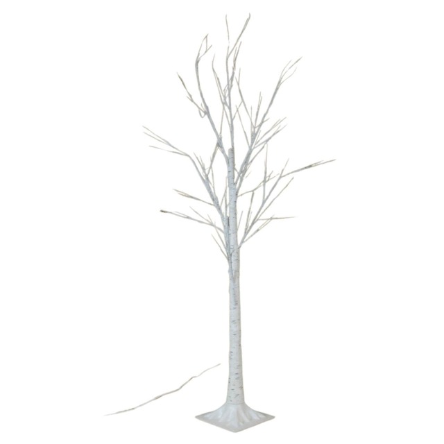 2.4m (8ft) Indoor Outdoor Christmas Lit Birch Tree with 136 Warm White LEDs