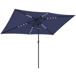 Outsunny 3 x 2 m Garden Parasol Umbrella with Light, Outdoor Patio Umbrella Blue Navy blue 289 x 198 x 248 cm