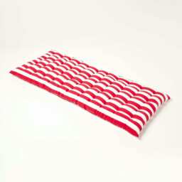 Homescapes Garden Bench Cushion Luxury 2 Seater Cotton Stripe Indoor Outdoor Seat Pad Red 108 x 42 cm 1