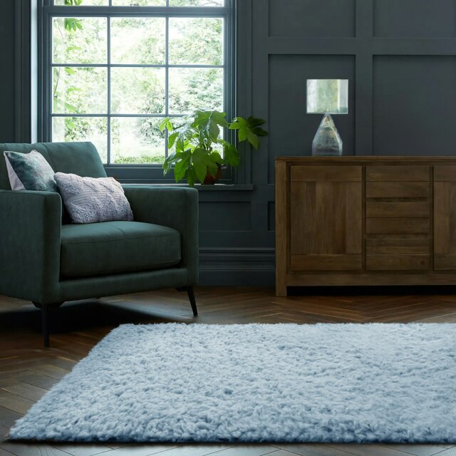 Home Republic Montana Fluffy Rug - 80 x 150 Blue Seafoam