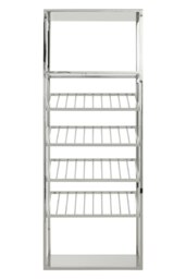 Unique Bar Shelf Unit,Silver Finish Bookcase Unit With Five Clear Glass Shelves,Display Unit For Decor Silver