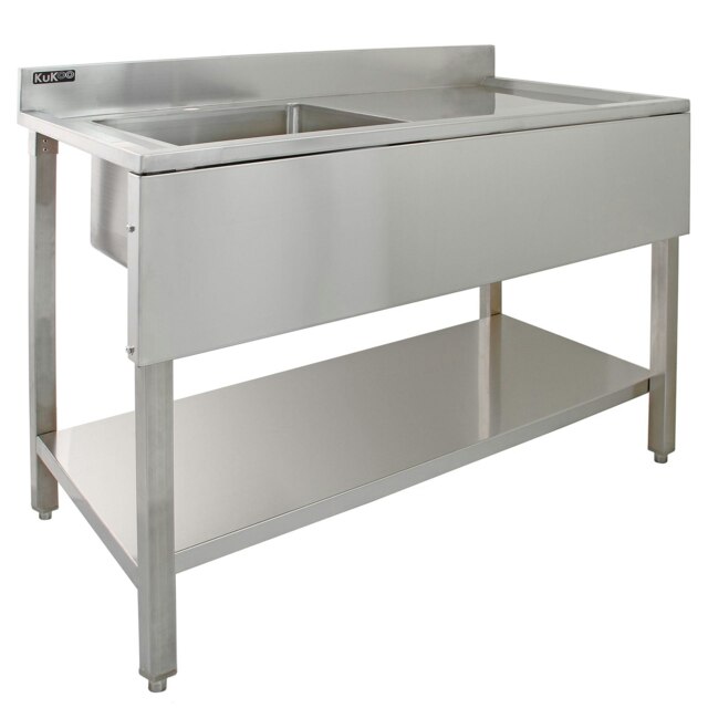 KuKoo Commercial Stainless Steel Sink - Right Hand Drainer Silver