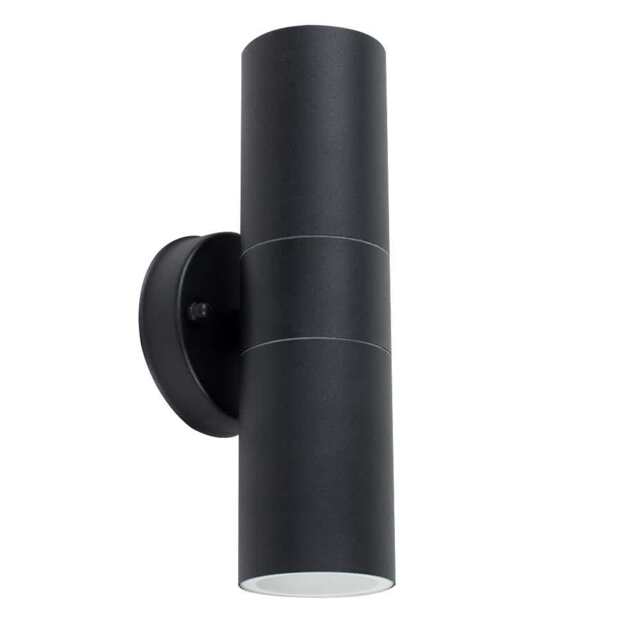 ValueLights Pair IP44 Rated Black Stainless Steel Outdoor Up Down Wall Lights