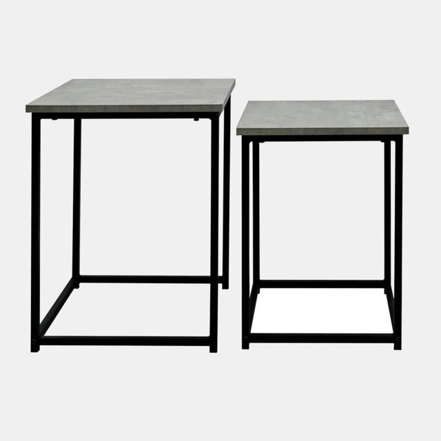 OHS 2 Piece Wood Top Modern Home Decor Side End Coffee Nest Of Tables Grey