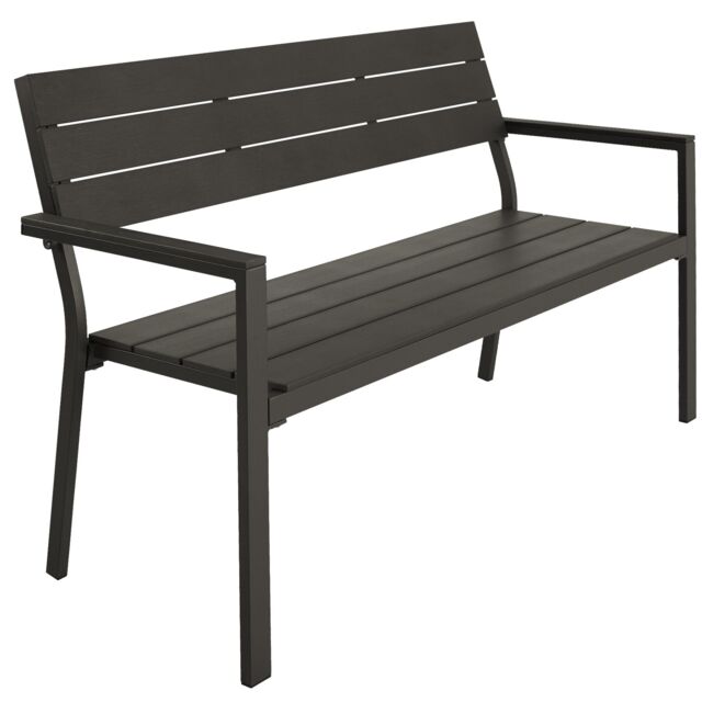 Line 2-Seater Garden Bench with Aluminum Frame, 128x59x88 cm Grey dark grey 1