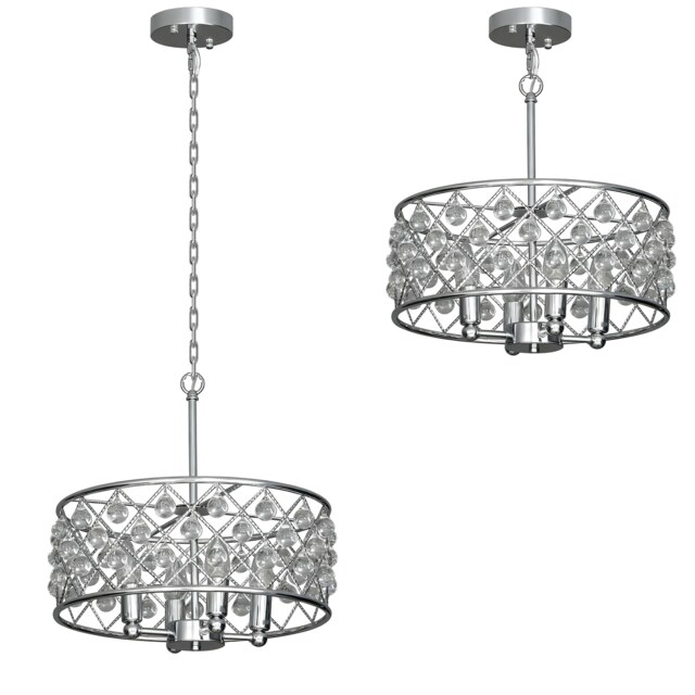 HOMCOM Ceiling Light with Adjustable Height, Modern Crystal Chandelier Silver