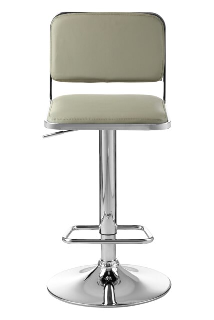Interiors by Premier Light Grey Seat and Chrome Base Bar Stool, Adjustable Height Kitchen Bar Stool, Footrest Swivel Barstool