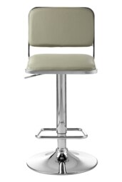 Orsina Light Grey Seat and Chrome Base Bar Stool, Adjustable Height Kitchen Bar Stool, Footrest Swivel Barstool