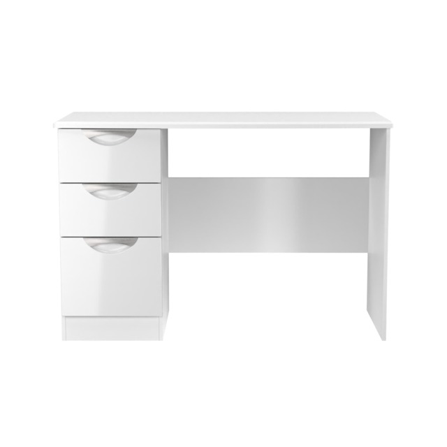 Holborn 3 Drawer Desk in White Gloss & White Matt (Ready Assembled) White White Gloss & White Matt