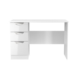 Holborn 3 Drawer Desk in White Gloss & White Matt (Ready Assembled) White White Gloss & White Matt