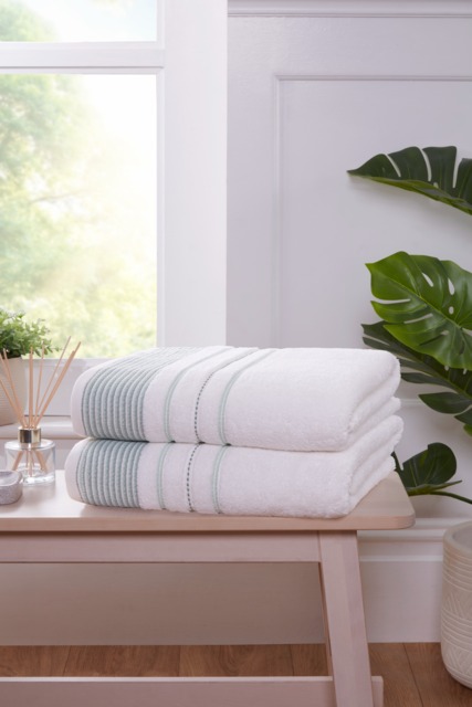 Dakota Stripe Cotton Bath Sheet Towels Set Of 2 Green Bath sheet 2