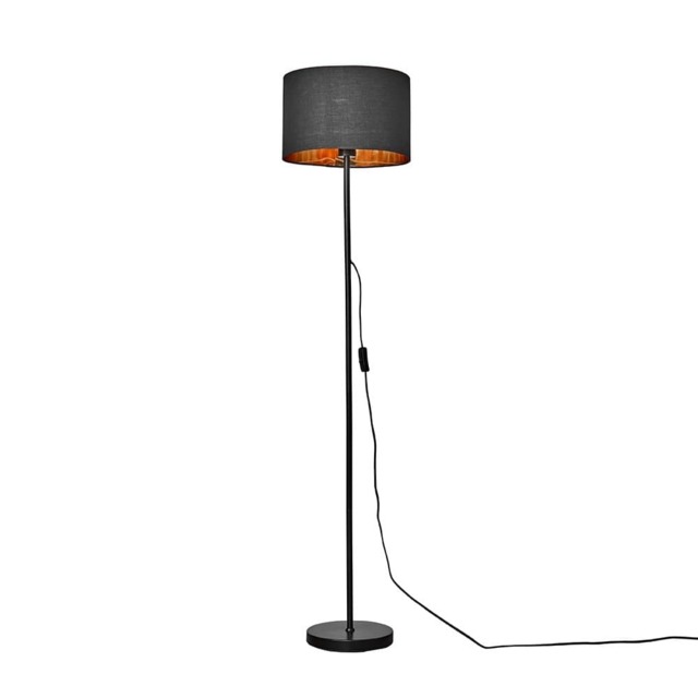 ValueLights Charlie Black Floor Lamp Black Gold Shade