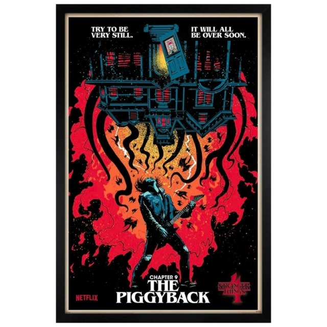 Black Wooden Framed Stranger Things 4 Chapter 9 The Piggyback Maxi Poster Multi
