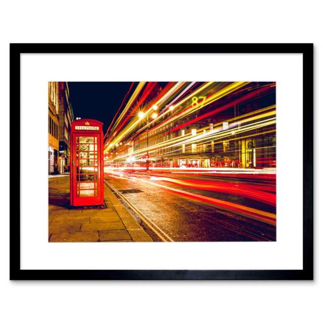 "Streets of London Phone Box 9x7"" Black Framed Wall Art Print"