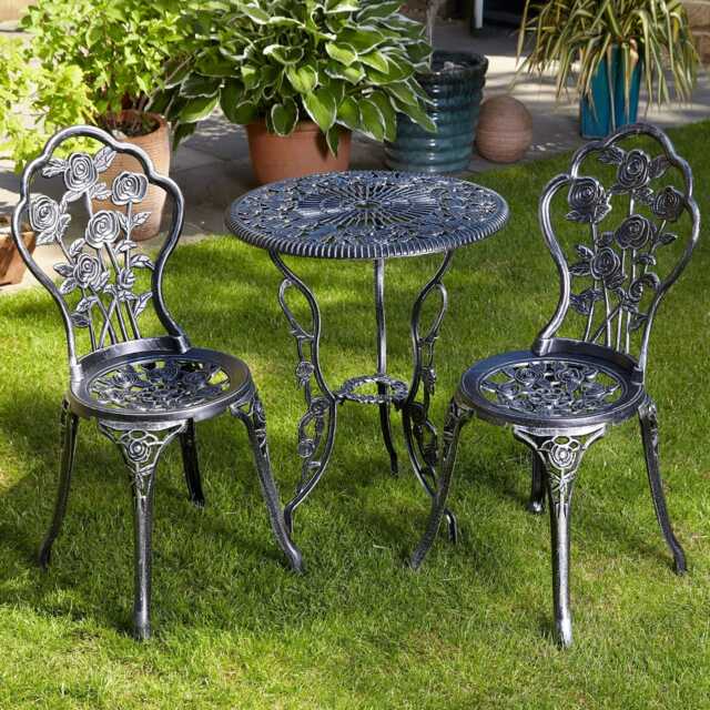 Bistro Set Outdoor Patio Garden Furniture Table and 2 Chairs Metal