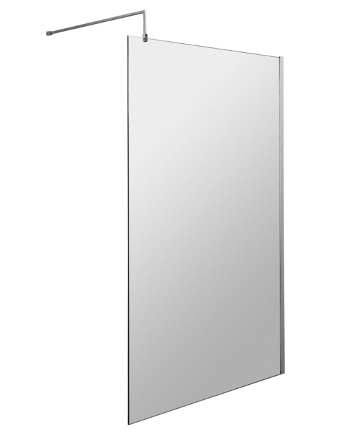 Balterley Toughened Safety Glass Wetroom Screen with Support Bar Silver Chrome 1