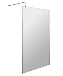 Balterley Toughened Safety Glass Wetroom Screen with Support Bar Silver Chrome 1