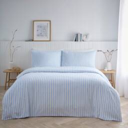 Pencil Stripe Geometric Soft Easy Care Bed Linen Bedding Duvet Cover Set With Pillow Case Blue Single