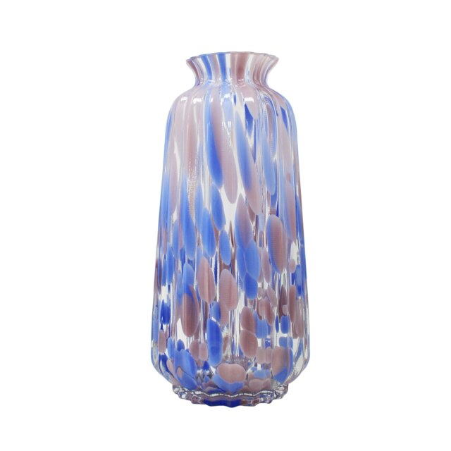 Straits Medium Ribbed Pastel Glass Flower Vase 25cm Blue Pink 1