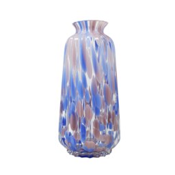 Straits Medium Ribbed Pastel Glass Flower Vase 25cm Blue Pink 1