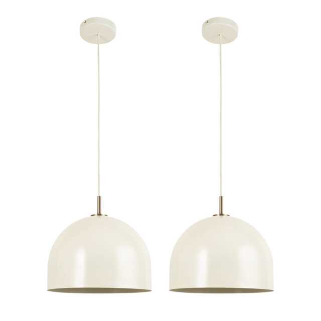 Set of 2 Oberon - Antique Brass Pendant Lights with White Shade